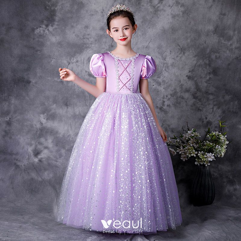 Medieval Vintage / Retro Sky Blue Flower Girl Dresses 2021 A-Line ...