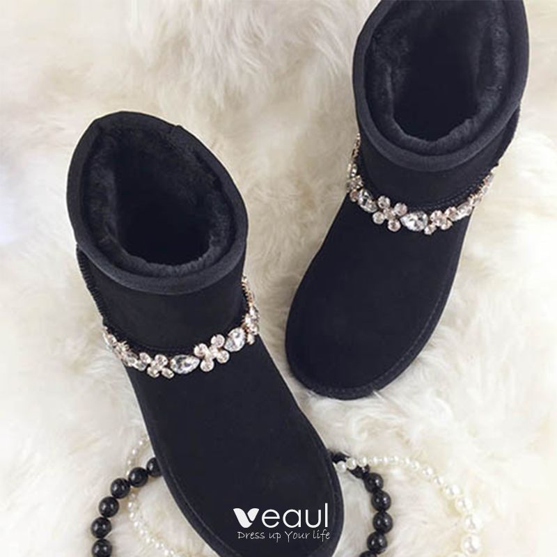 suede flat snow boots