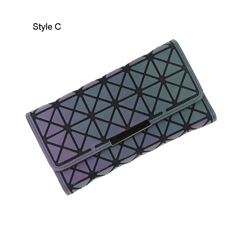 Fashion Multi-colors Luminous Geometric Square Wallet 2021 PU Holographic Reflective
