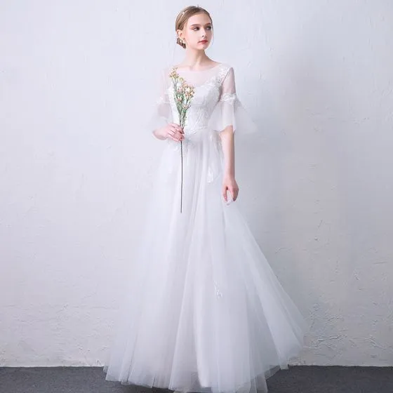 Elegant White Lace Formal Dresses