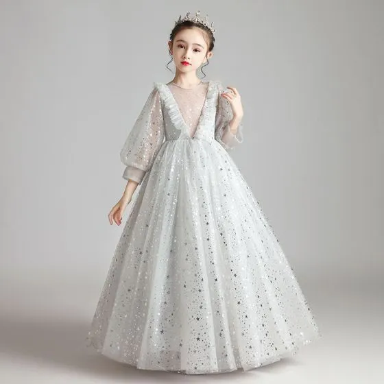 Victorian Style Grey See-through Birthday Flower Girl Dresses 2020 ...