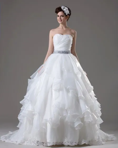 Pleated Ball Gown Wedding Dress
