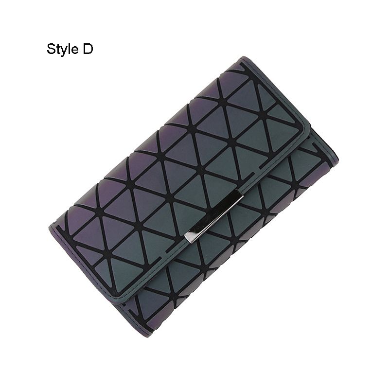 Fashion Multi-colors Luminous Geometric Square Wallet 2021 PU Holographic Reflective