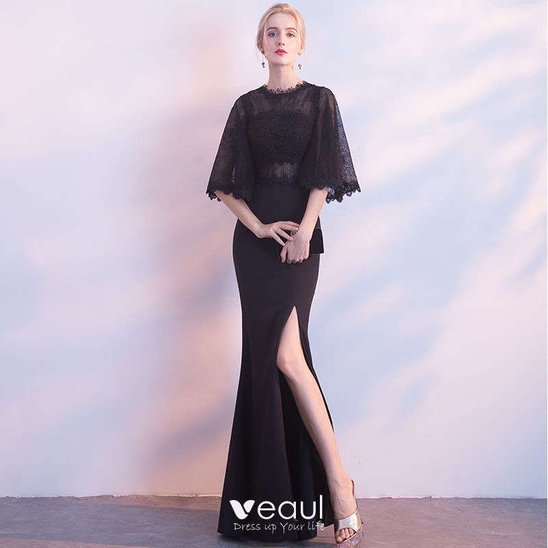 Modern / Fashion Black Evening Dresses 2018 Trumpet / Mermaid Scoop ...