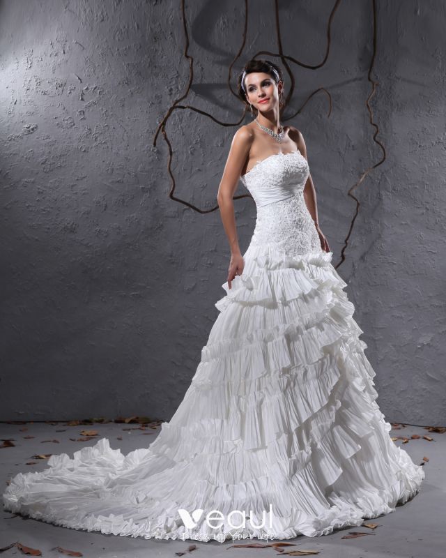 layered lace wedding dress
