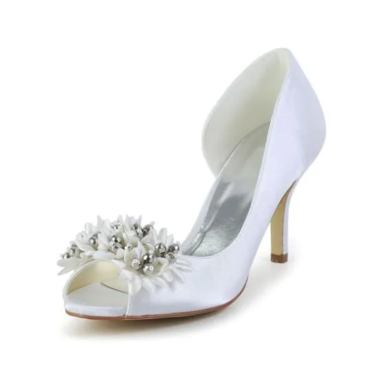 white wedding shoes 3 inch heel