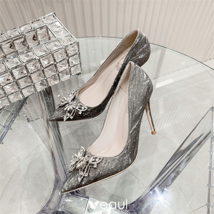 grey bridal shoes