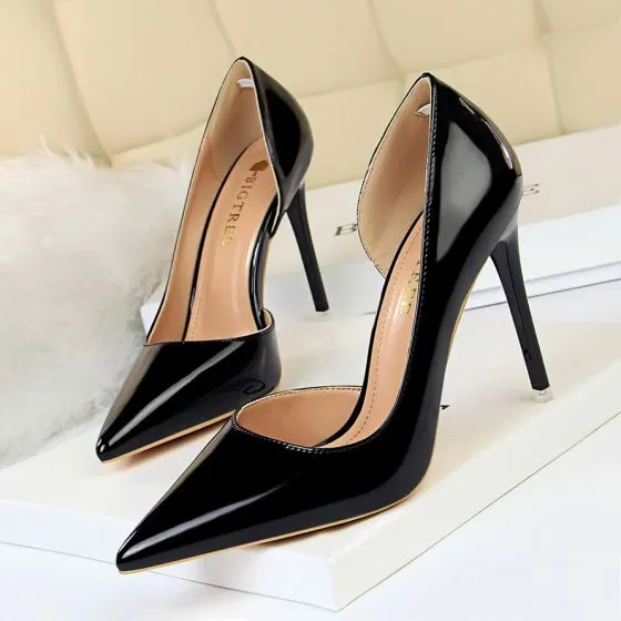 Sexy Bronze Evening Party Womens Shoes 2020 Patent Leather 10 cm ...