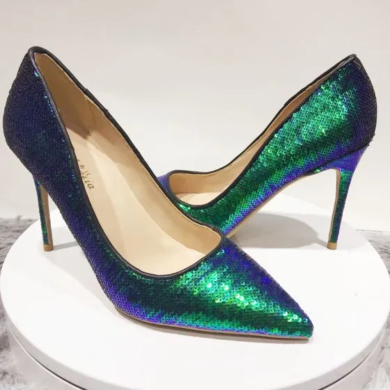 multi color sparkle heels