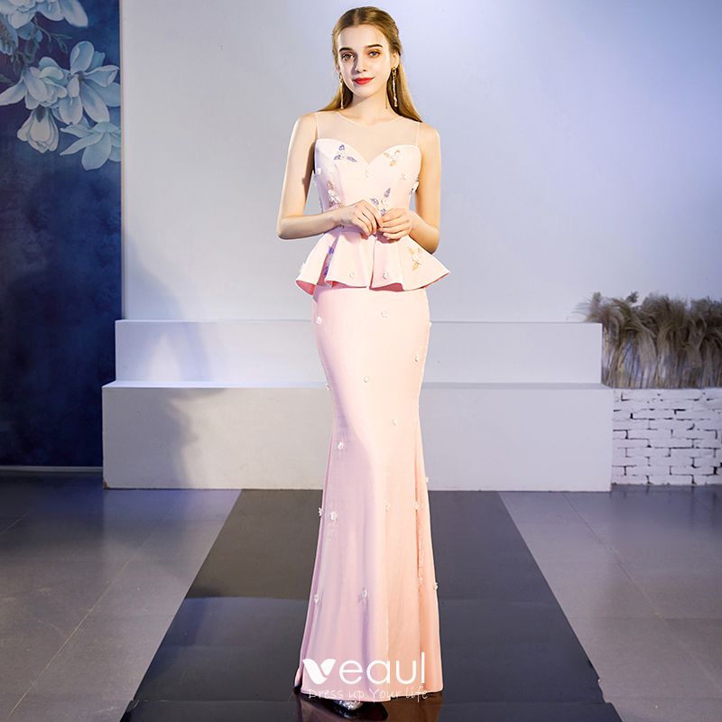 pink mermaid prom dresses 2019