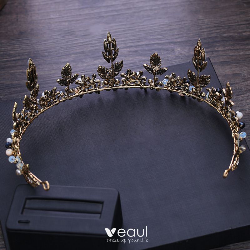 Vintage / Retro Baroque Bronze Tiara 2018 Metal Crystal Rhinestone ...