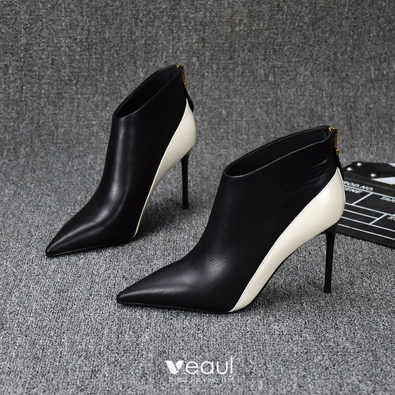 Chic / Beautiful Black Street Wear Leather Ankle Womens Boots 2021 7 cm ...