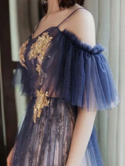 Chic / Beautiful Navy Blue Gradient-Color Candy Pink Evening Dresses ...