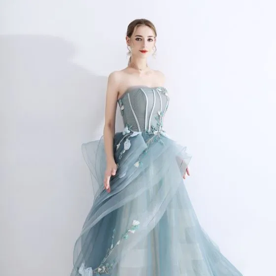 High-end Jade Green Prom Dresses 2020 A-Line / Princess Sweetheart ...