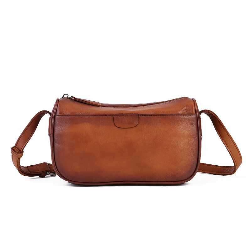 Leather shoulder bag for woman Brown,Beige - LeBohémien Pampa Light Brown  Chalk