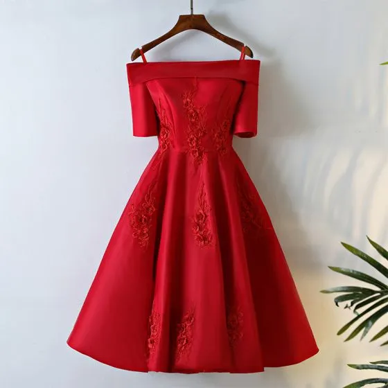 red short graduation dresses