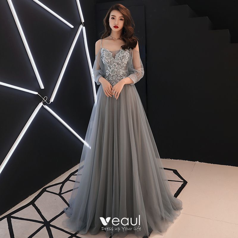 Elegant Grey Evening Dresses 2019 A 