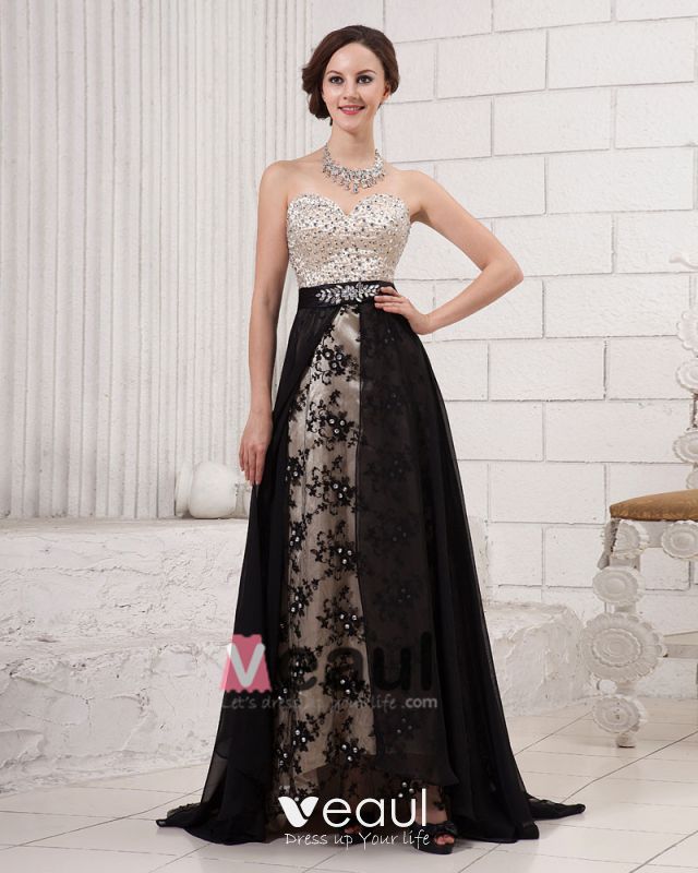 Starry Night Evening Dress Multi Color Sequin and Black Chiffon Plus Size  Empire Gown