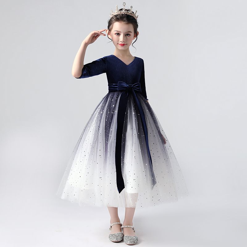 Royal Blue Ivory Flower Girl Bridesmaid Prom Sparkly Diamante Party Dress 0m-13y 