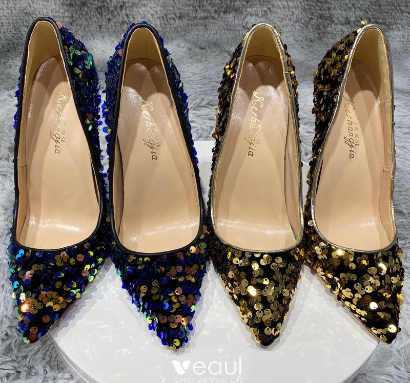 sequin blue heels