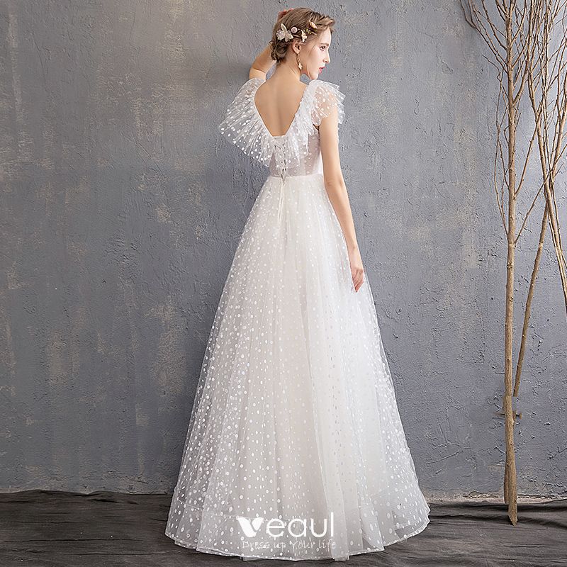 Chic \/ Beautiful Ivory Beach Wedding Dresses 2019 A-Line \/ Princess