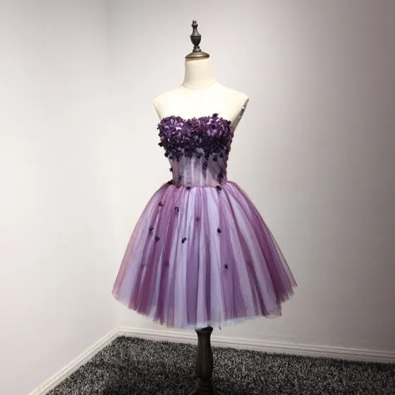 Chic / Beautiful Grape Cocktail Dresses 2017 Ball Gown Strapless ...