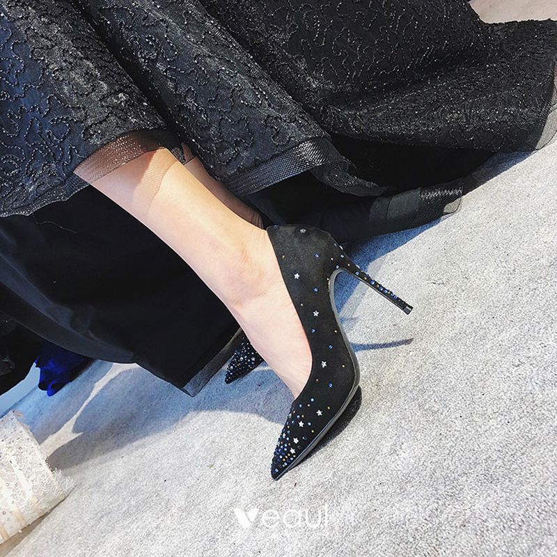 Modern / Fashion Silver 10 cm 2018 High Heels Star Zipper Ankle Strap  Beading Rhinestone Sandals Open / Peep Toe Stiletto Heels Evening Party  Hall Womens Shoes