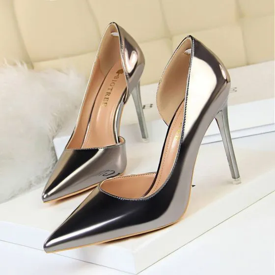 Ladies Party Shoes Synthetic Leather High Heels Pointed Toes Pumps US Size S862 