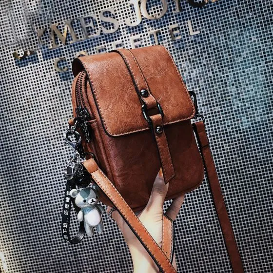 Fashion Brown Square Handbag Messenger Bag 2021 PU Casual Women's Bags