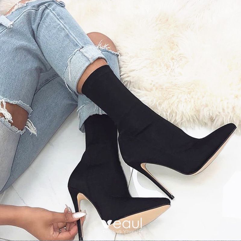 Chic / Beautiful Black Street Wear Womens Boots 2021 11 cm Stiletto ...
