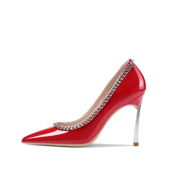 Chic / Beautiful Red Evening Party Pumps 2020 Patent Leather 10 cm ...