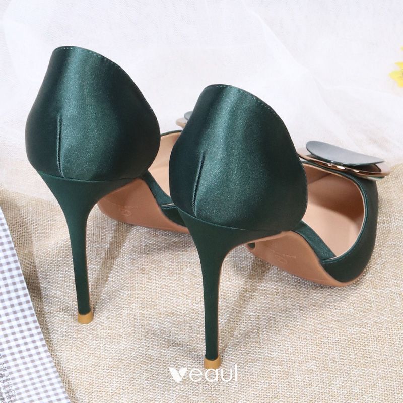 Elegant Dark Green Dancing Satin Womens Shoes 2020 10 cm Stiletto Heels ...