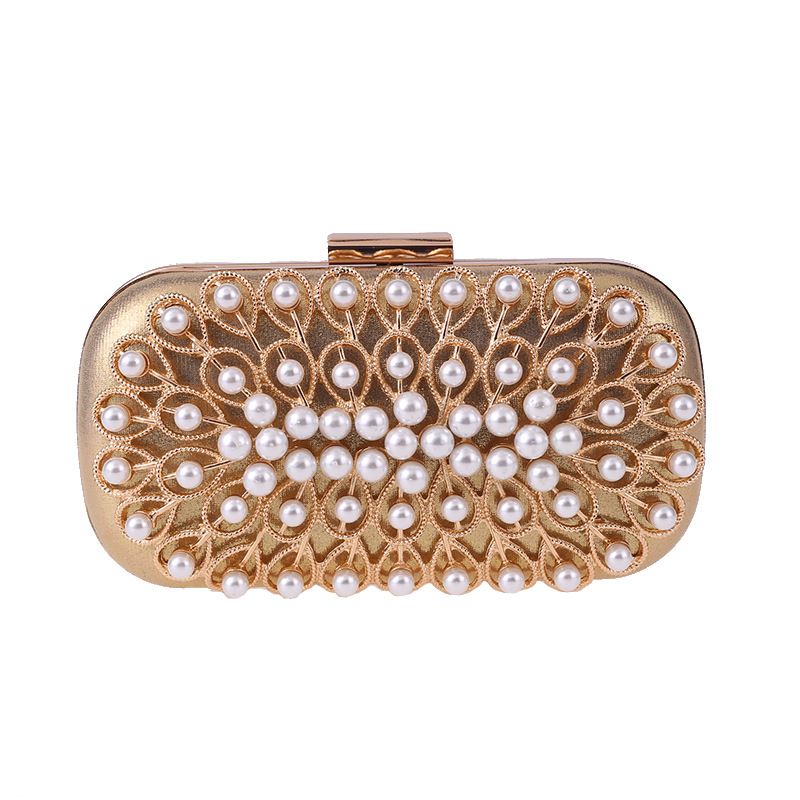 Charming Gold Pearl Square Clutch Bags 2020