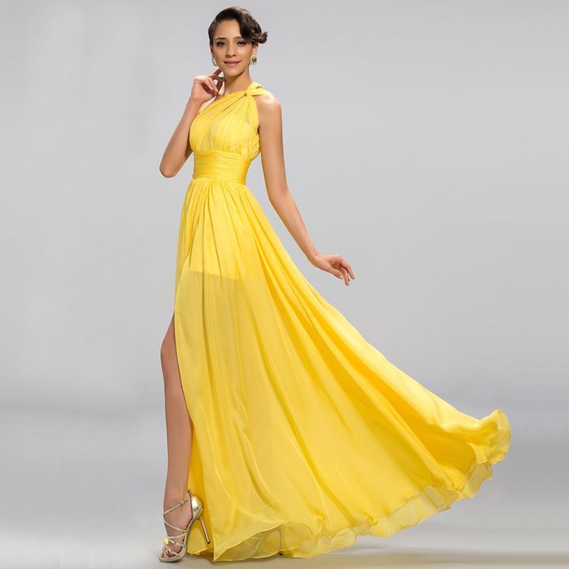 Elegant Classic Charming Yellow Empire Evening Dresses 2020 A-Line ...