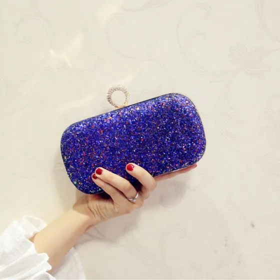 blue glitter clutch bag