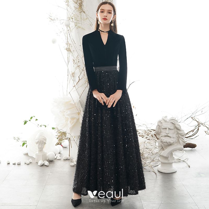 $3800 NEW Chanel Black Subtle Sparkle Dress Bow Lined SILK V Neck 3/4  Sleeve 36