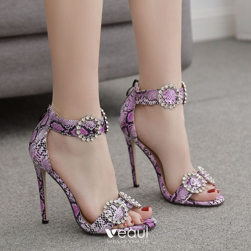 purple snakeskin heels