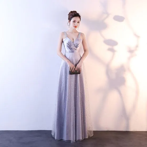 Grey Tulle Empire Dress