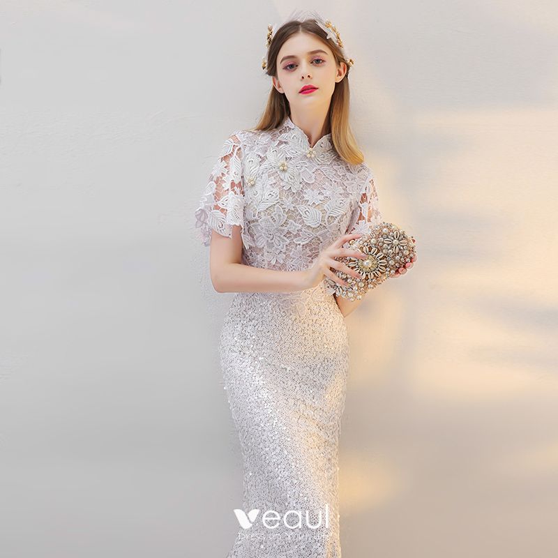 Chinese style Beach Wedding Dresses 2017 White Trumpet / Mermaid Floor ...