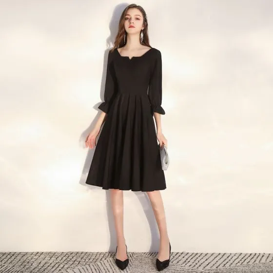 long sleeve black graduation dress