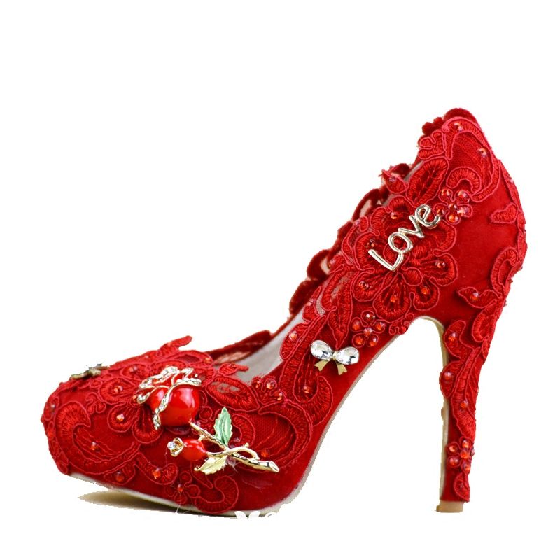 red round toe court shoes