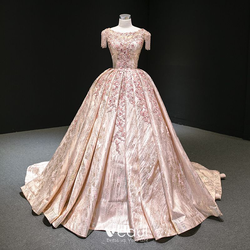 rose gold formal gown