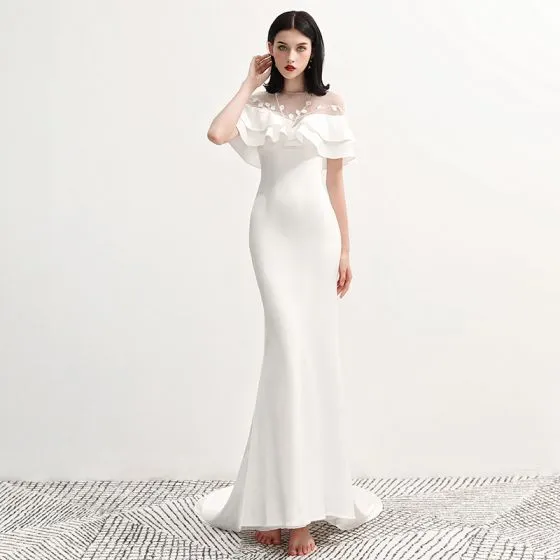 Fashion White Chiffon See-through Evening Dresses 2020 Trumpet ...