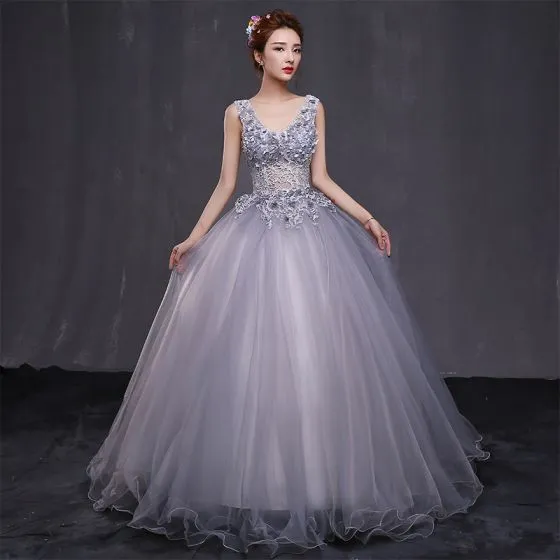 Chic / Beautiful Prom Formal Dresses 2017 Prom Dresses Grey Ball Gown ...