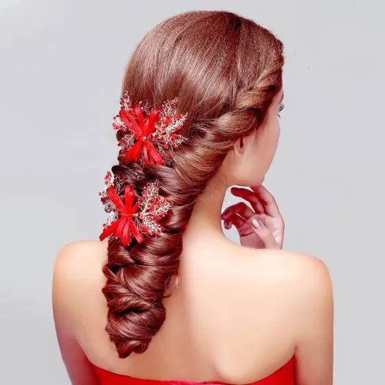 coral flower hair accessories