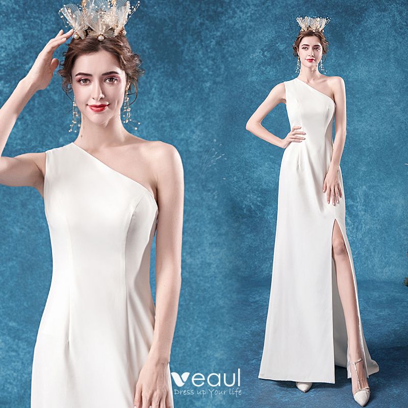 Affordable Ivory Evening Dresses 2020 Trumpet / Mermaid One-Shoulder ...