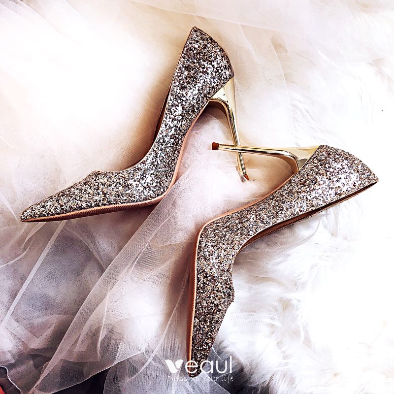 Sparkly Starry Sky Black Wedding Shoes 2019 Leather Sequins 10 cm ...