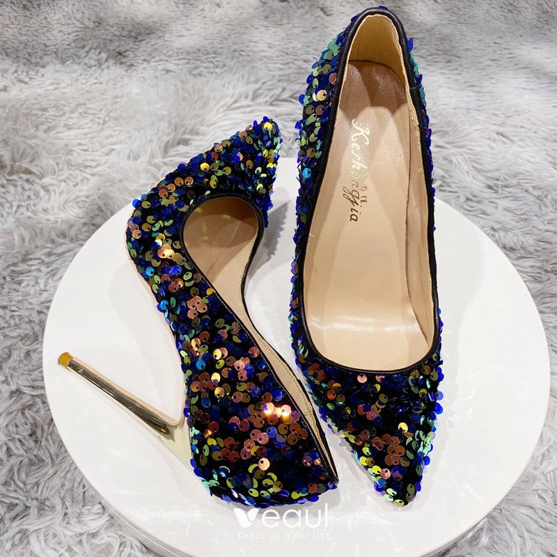 royal blue and gold heels