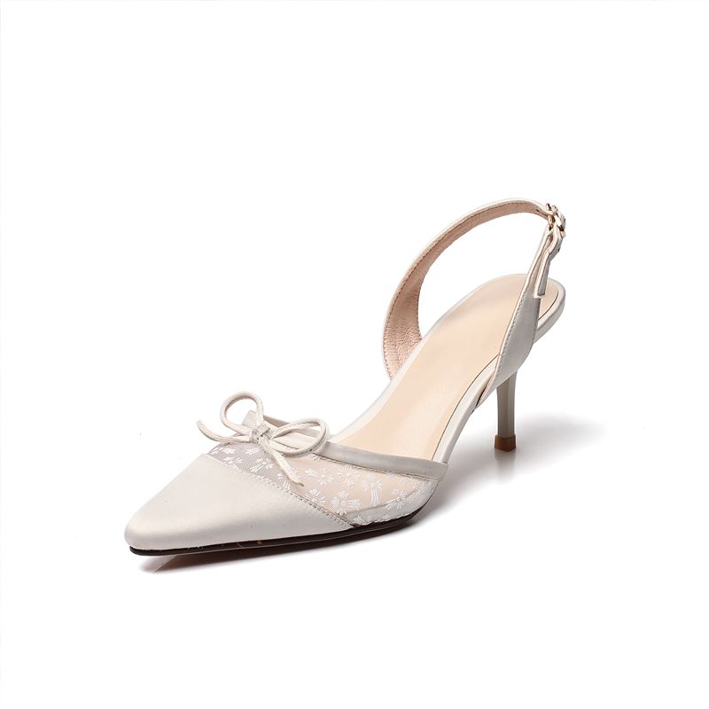 strappy ivory wedding shoes