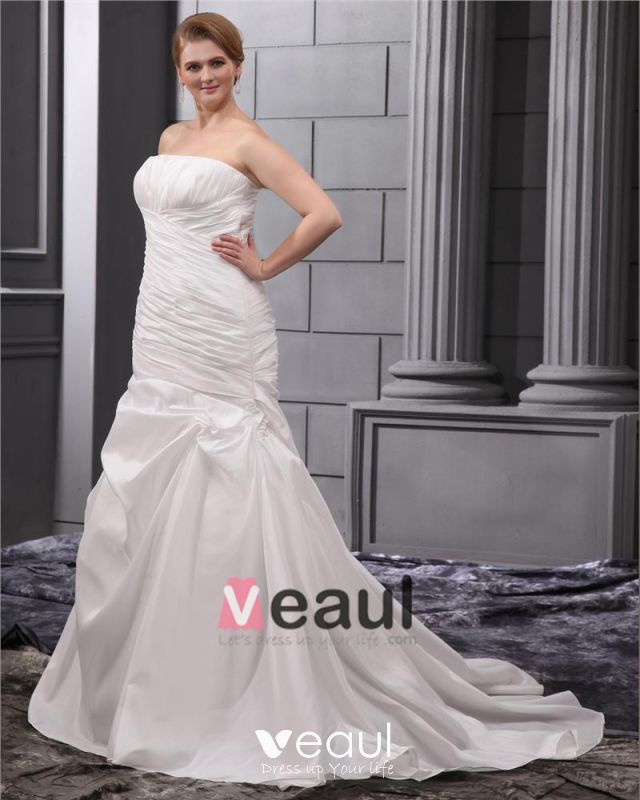 Taffeta Ruffle  Court Plus  Size  Bridal  Gown  Wedding  Dress  
